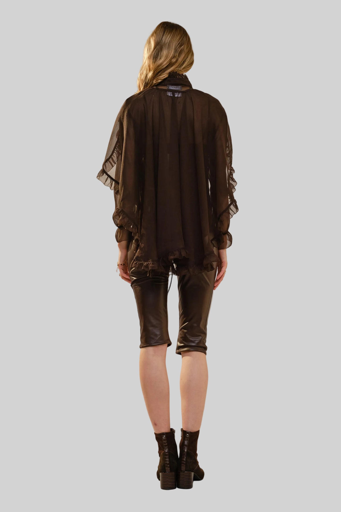 Mock Neck Cape Blouse