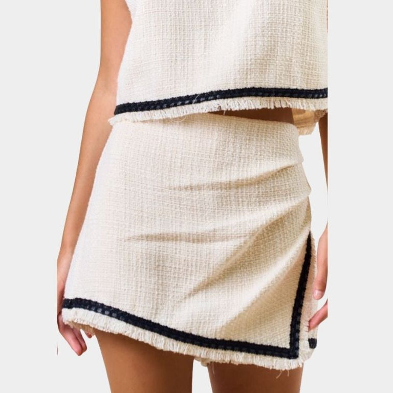 Frayed Hem Crop Top & Skort Set