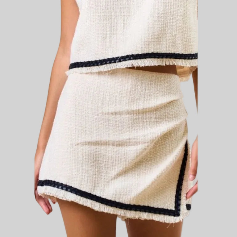Frayed Hem Crop Top & Skort Set