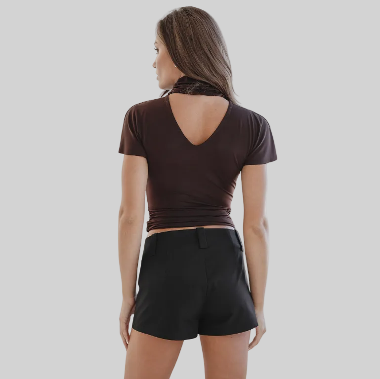 Mock Neck Short Sleeve Top