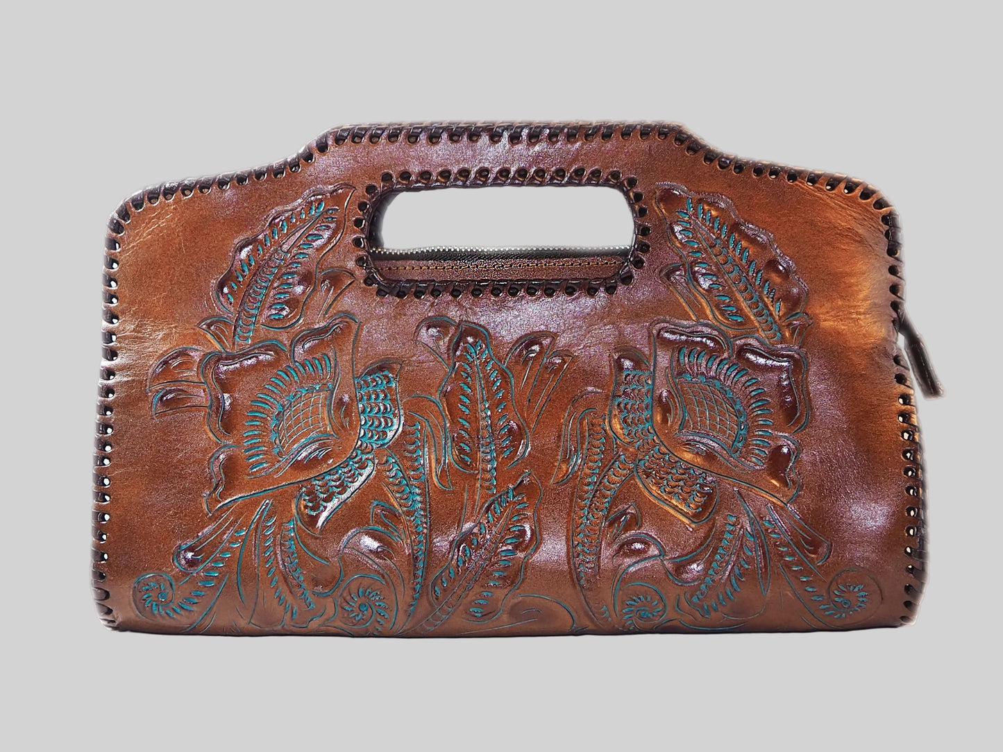 Brown Clutch with Turquoise and matching wallet