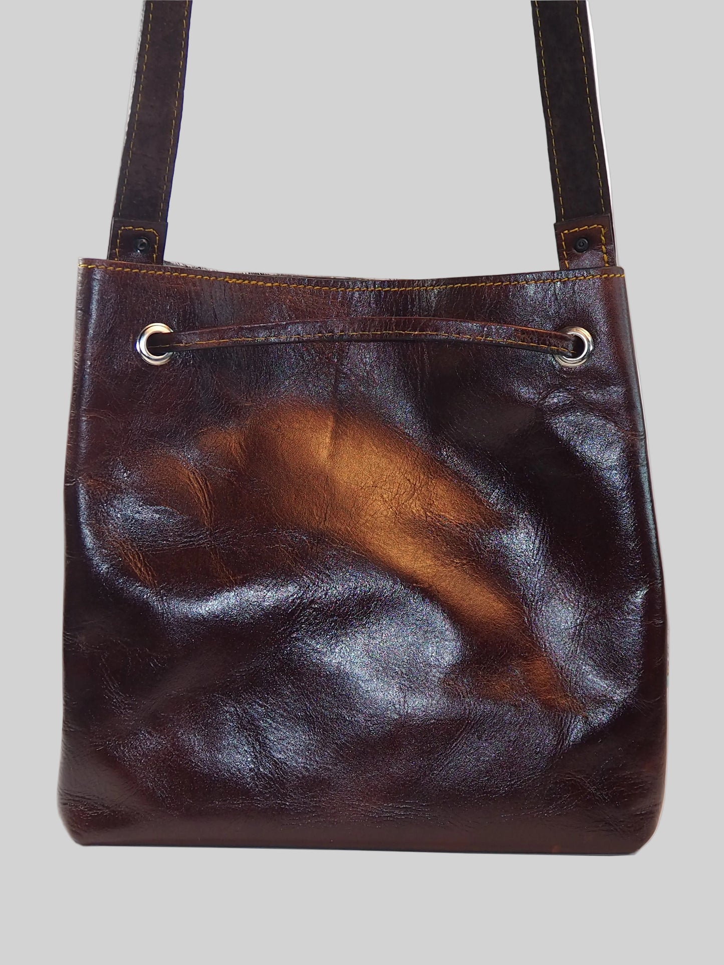 Bucket Drawstring Cowhide Purse