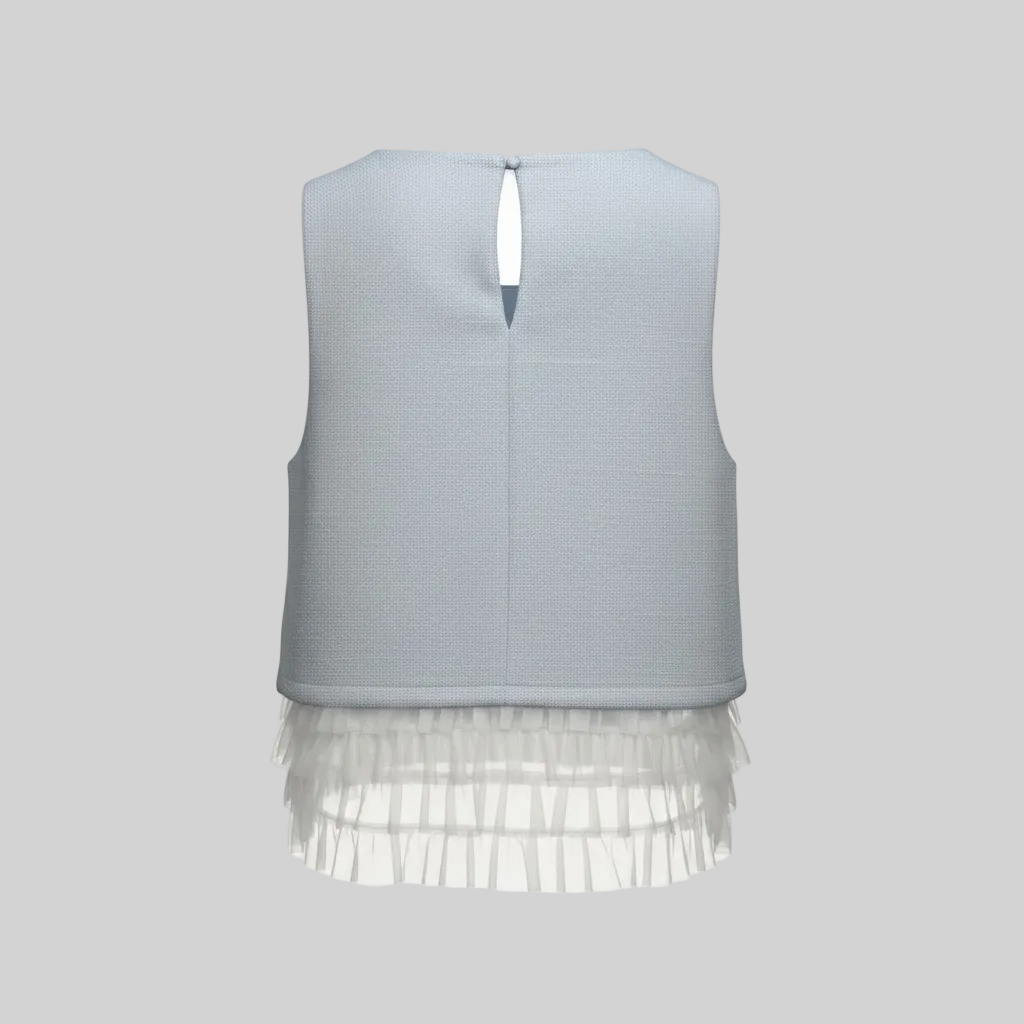 Sleeveless Top W/Hem Ruffle Detail