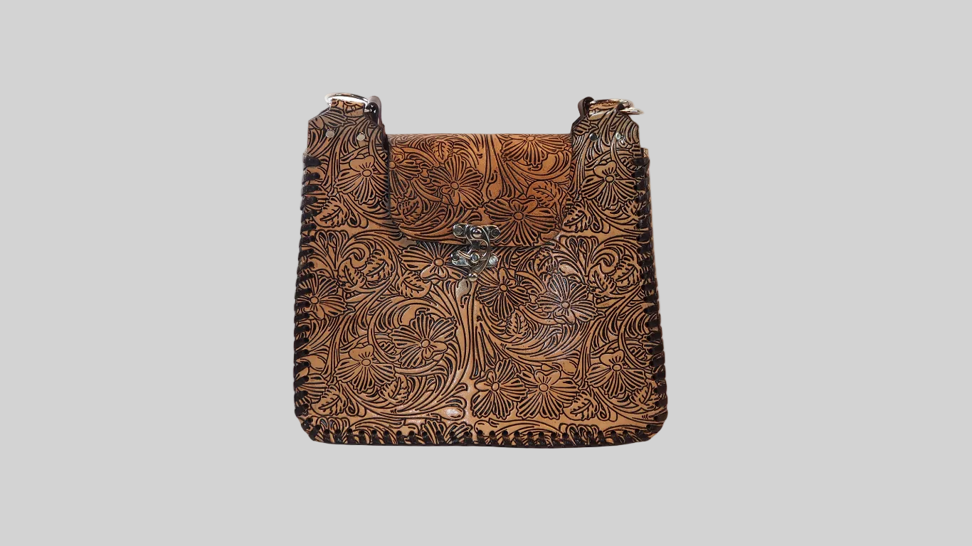 Floral Brown Saddle Bag