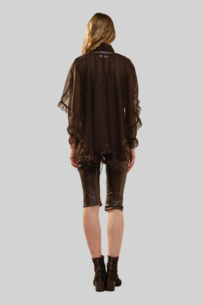 Mock Neck Cape Blouse