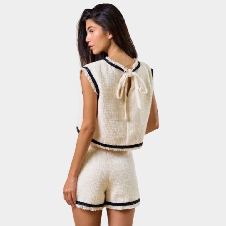 Frayed Hem Crop Top & Skort Set