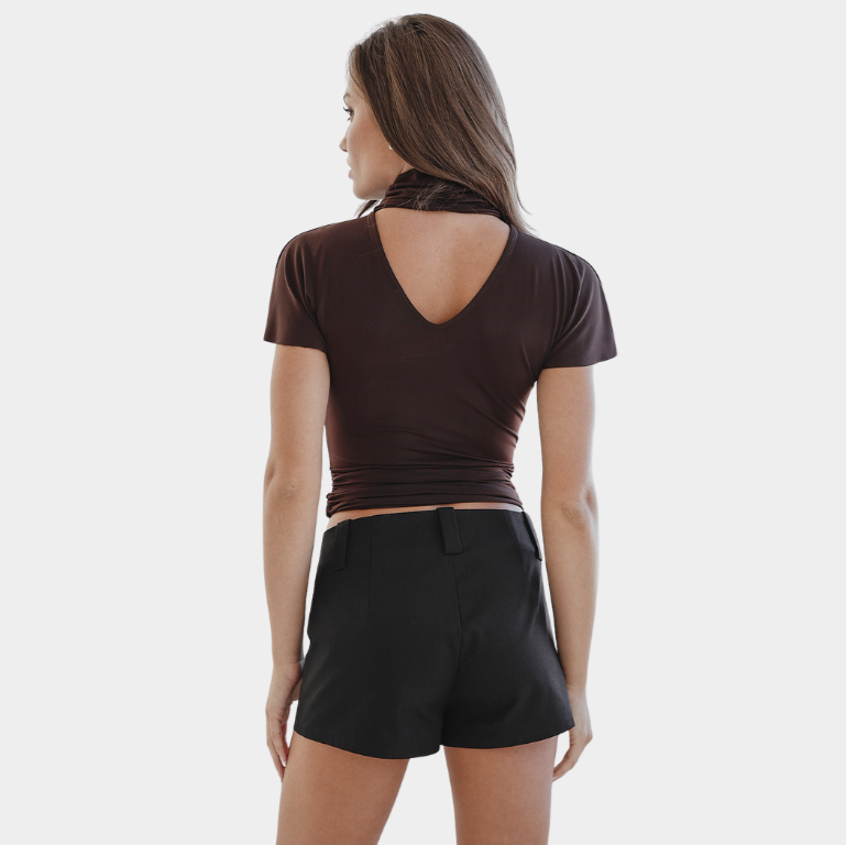 Mock Neck Short Sleeve Top
