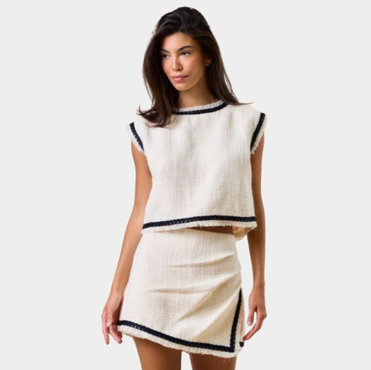 Frayed Hem Crop Top & Skort Set
