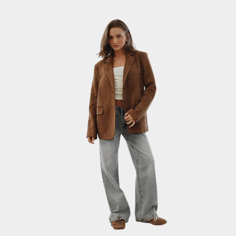 Faux Suede Oversized Blazer