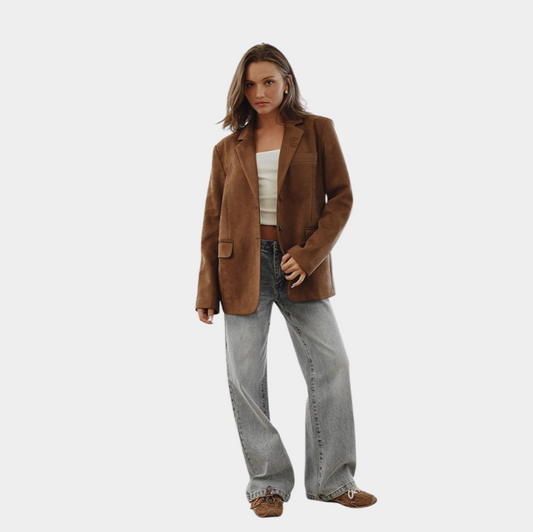 Faux Suede Oversized Blazer