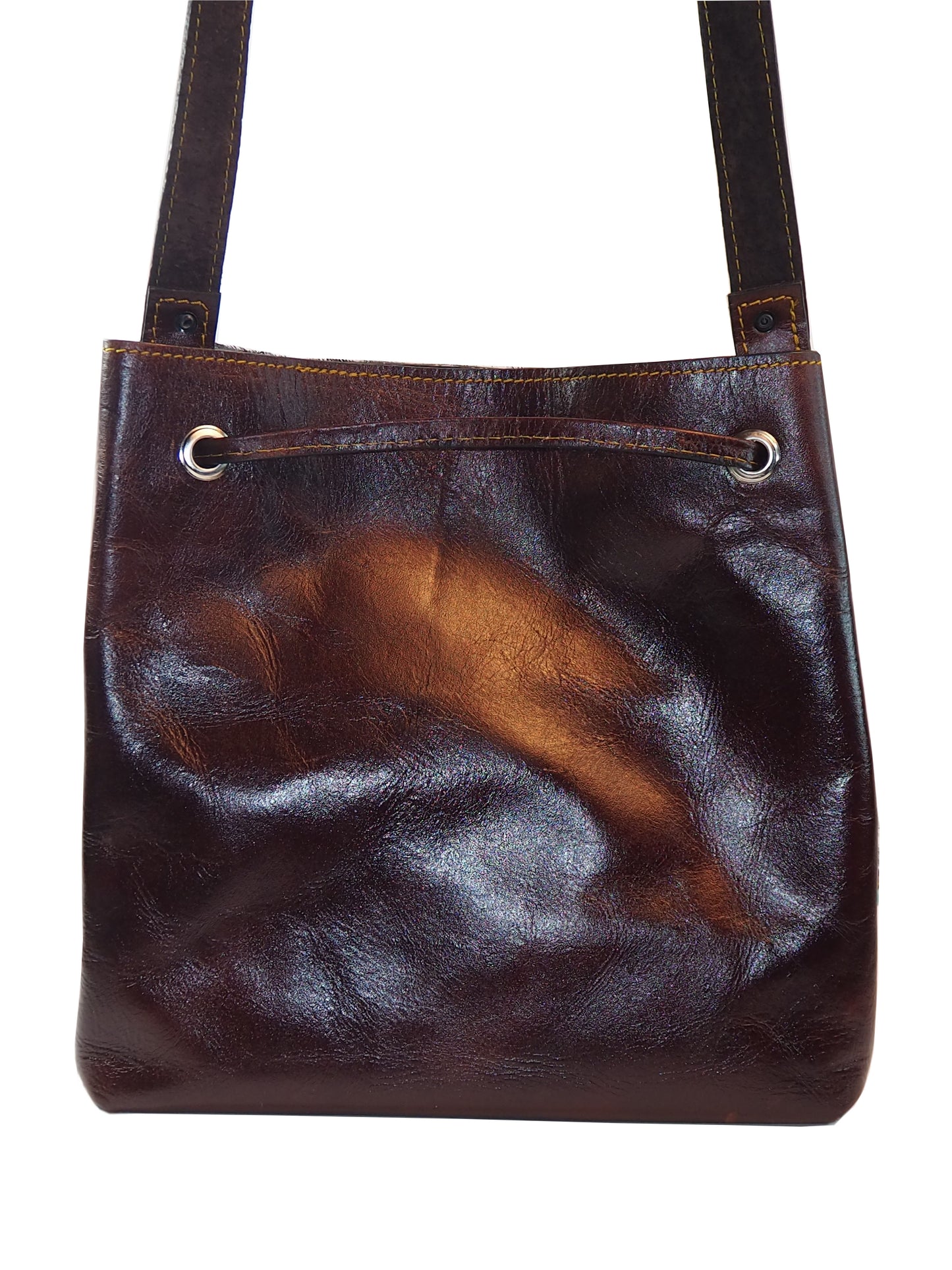 Bucket Drawstring Cowhide Purse