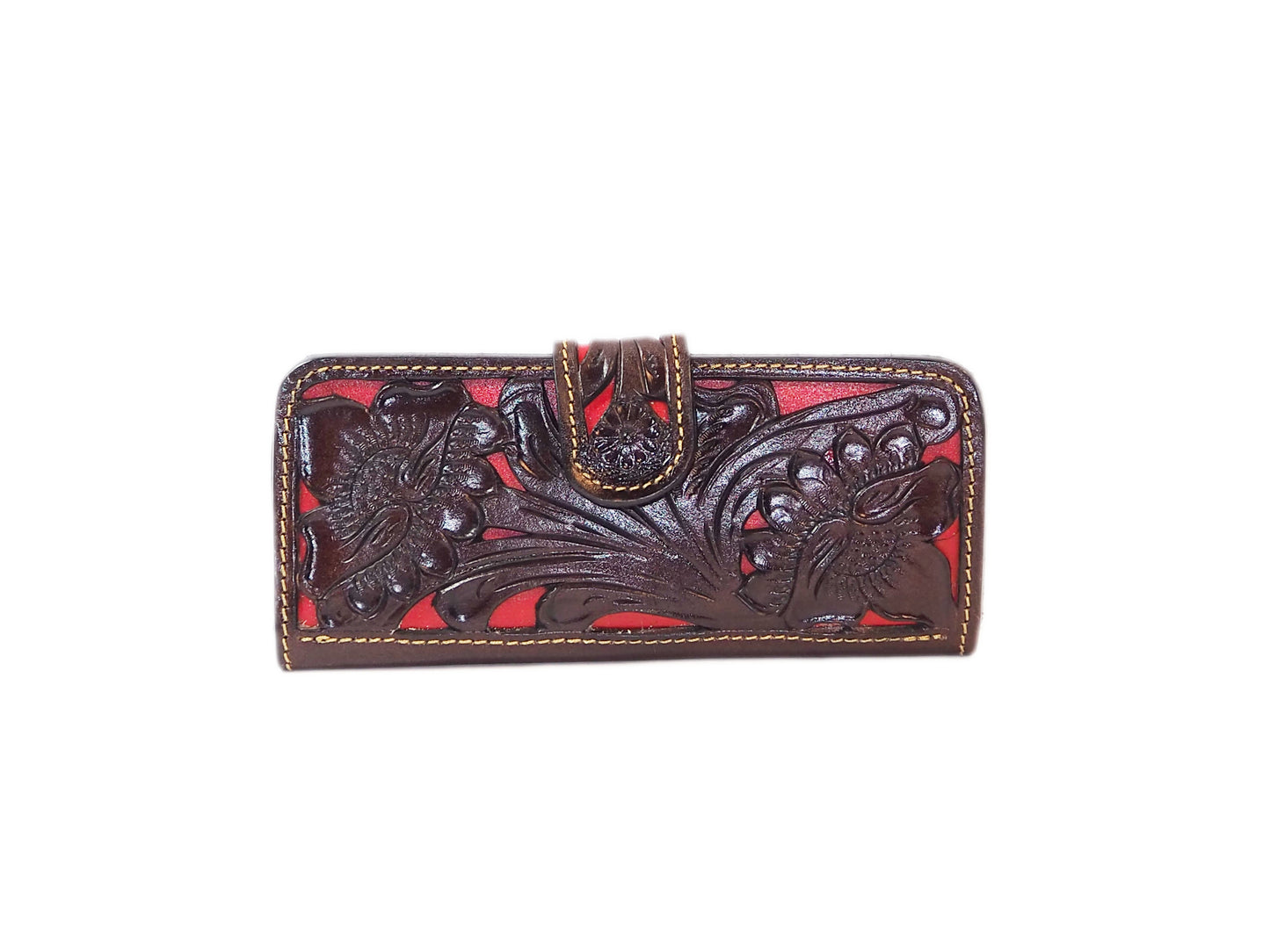 Red Tooled Bag With Matching Wallet