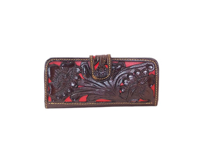 Red Tooled Bag With Matching Wallet