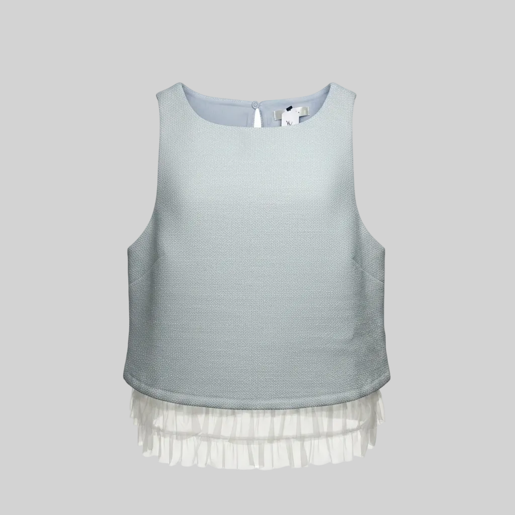 Sleeveless Top W/Hem Ruffle Detail