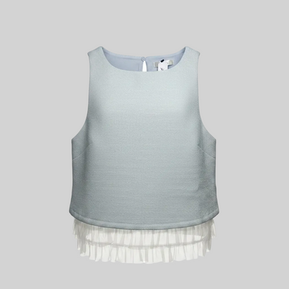 Sleeveless Top W/Hem Ruffle Detail