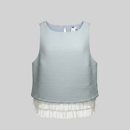 Sleeveless Top W/Hem Ruffle Detail