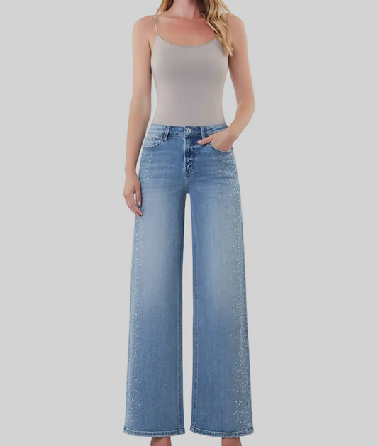 Wide Leg with Jewel Embellishment Jeans