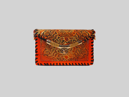 Orange and Gold Tooled Purse