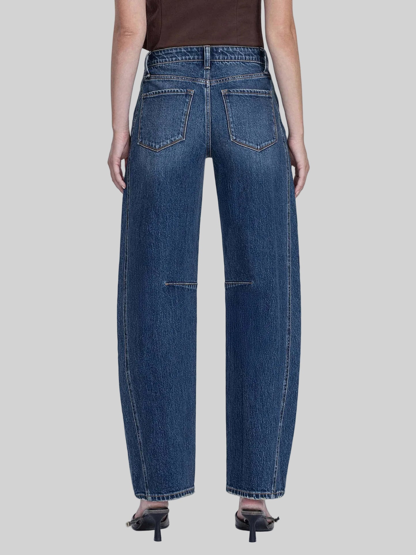 Dark Wash High Rise Barrel Jeans